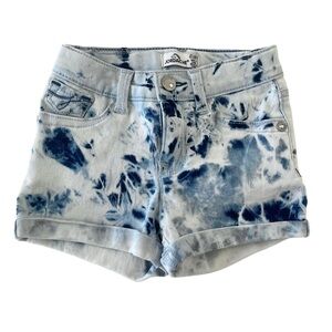 Jordache Kids Blue Tie-Dye Patterned Jean Stretch Shorts | Toddler Girl 4T